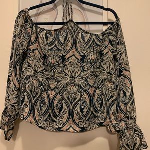 Off the shoulder long sleeve blouse